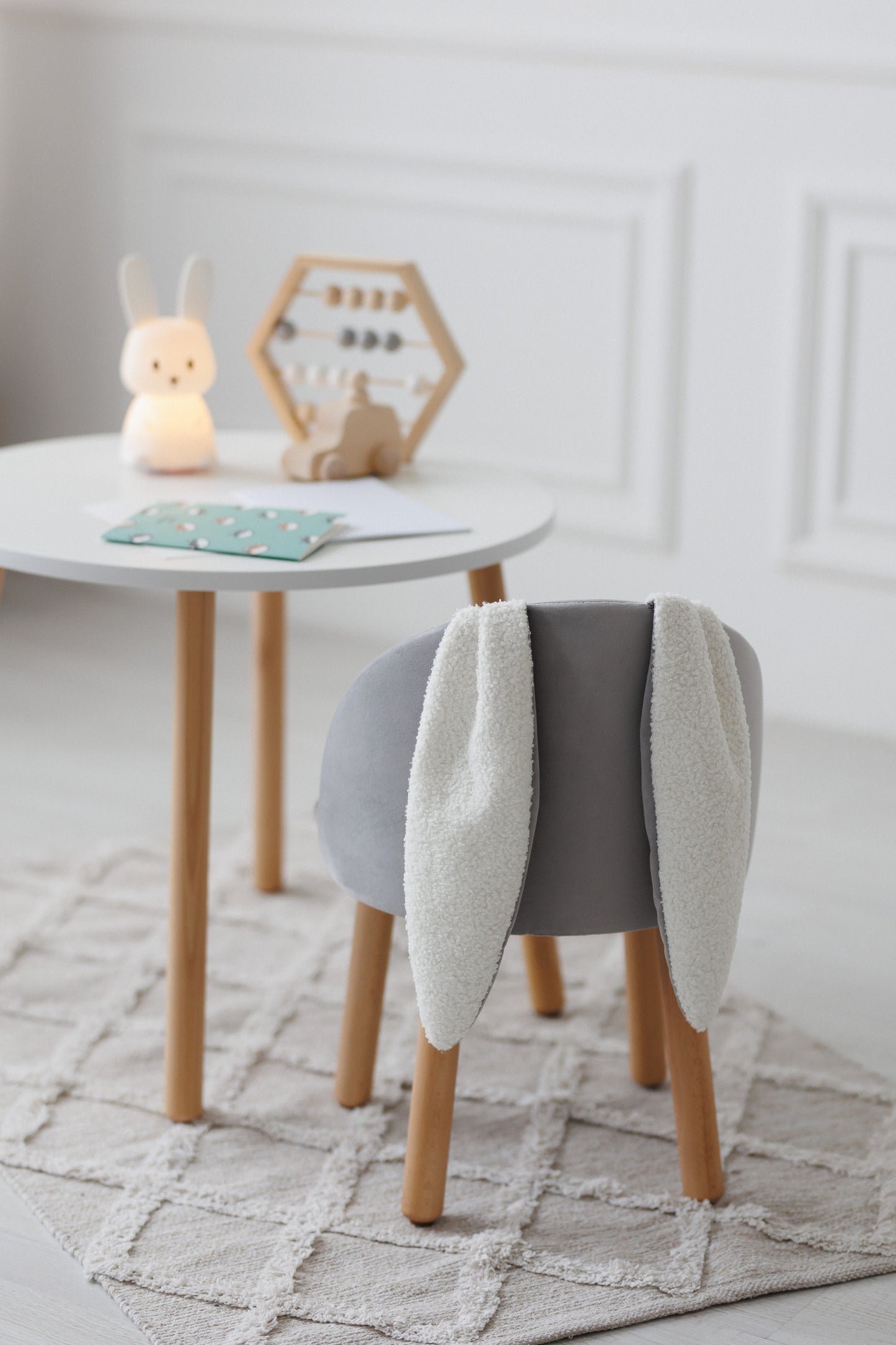 Furniture set: table without drawer and armchair Bunny, 2-4 years old, 90-105 cm, Gray
