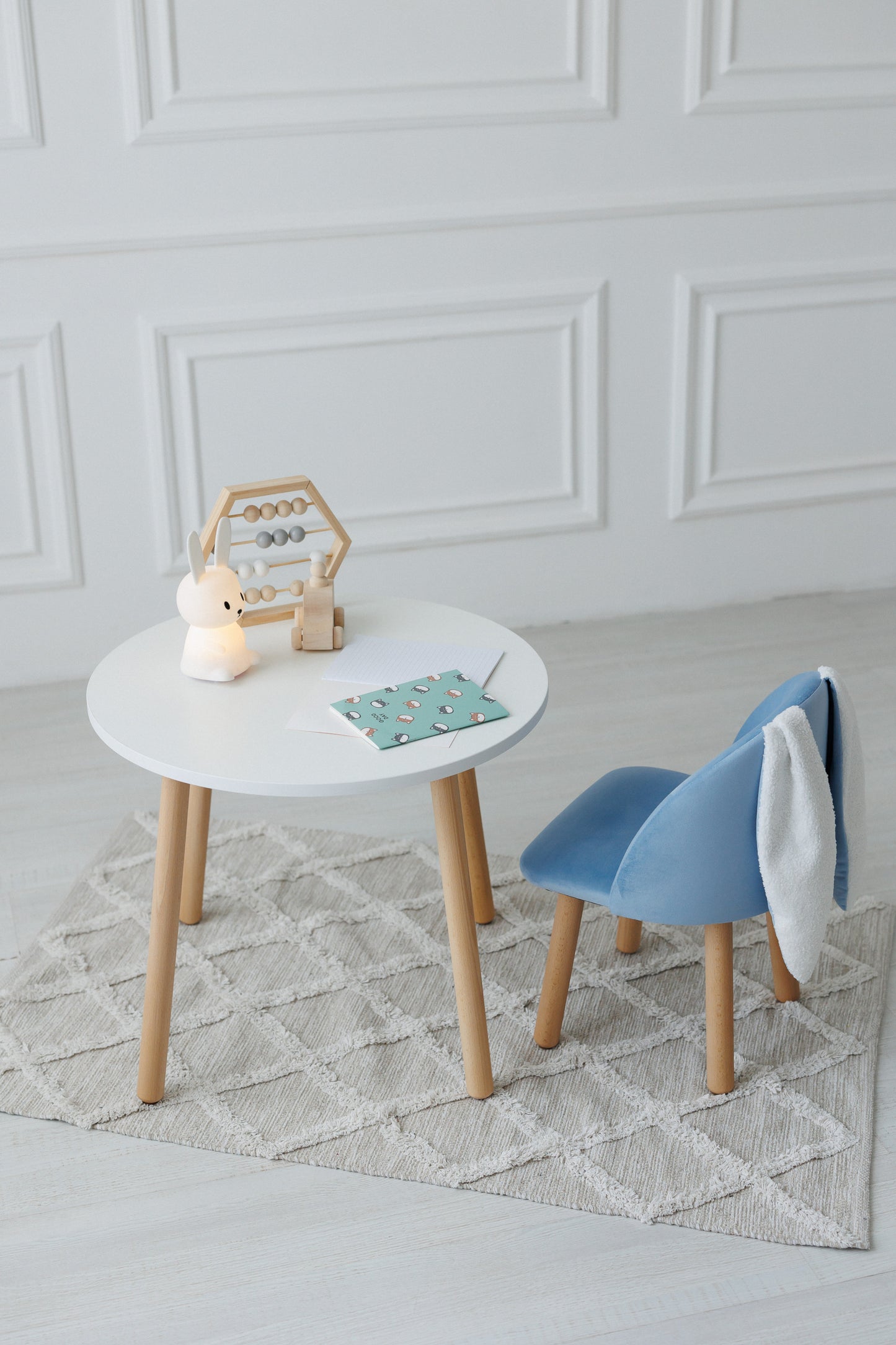 Furniture set: table without drawer and armchair Bunny, 3-5 years old, 105-115 cm, Cyan