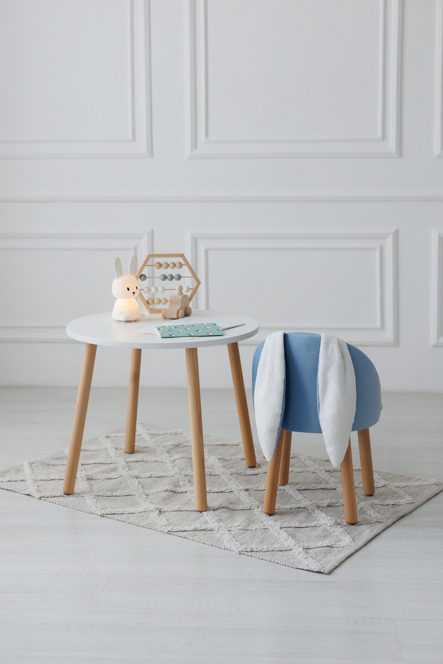 Furniture set: table without drawer and armchair Bunny, 3-5 years old, 105-115 cm, Cyan