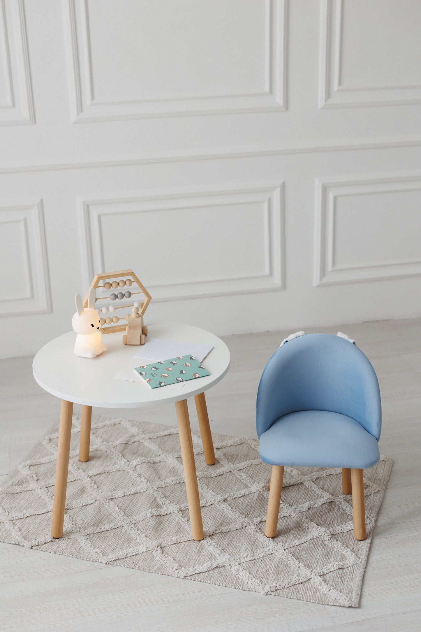 Furniture set: table without drawer and armchair Bunny, 3-5 years old, 105-115 cm, Cyan