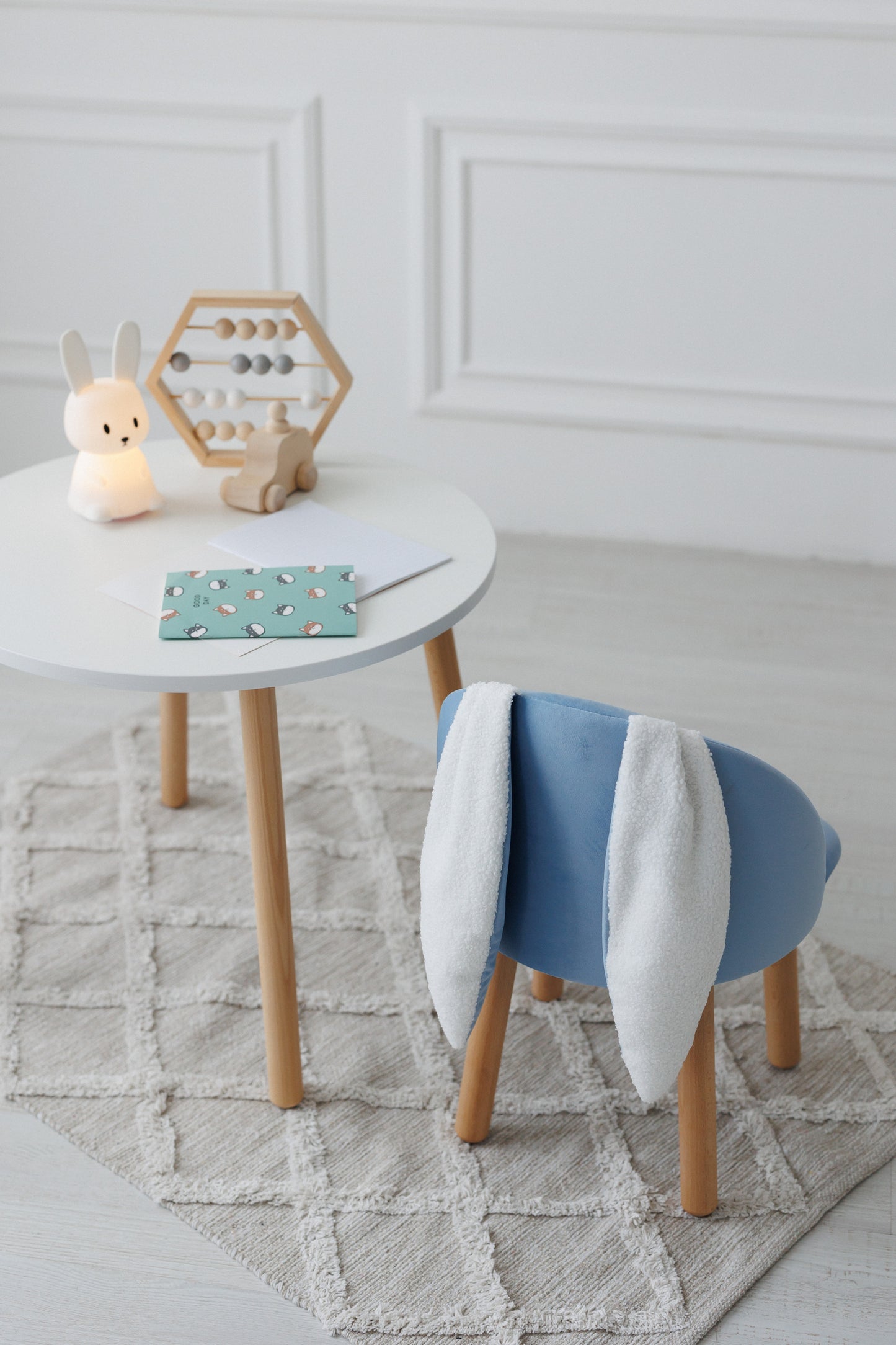 Furniture set: table without drawer and armchair Bunny, 3-5 years old, 105-115 cm, Cyan