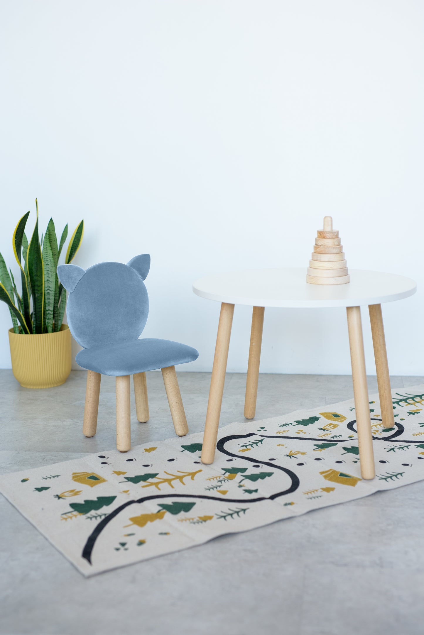 Furniture set: table without drawer and chair Cat, 5-7 years old, 115-125 cm, Cyan