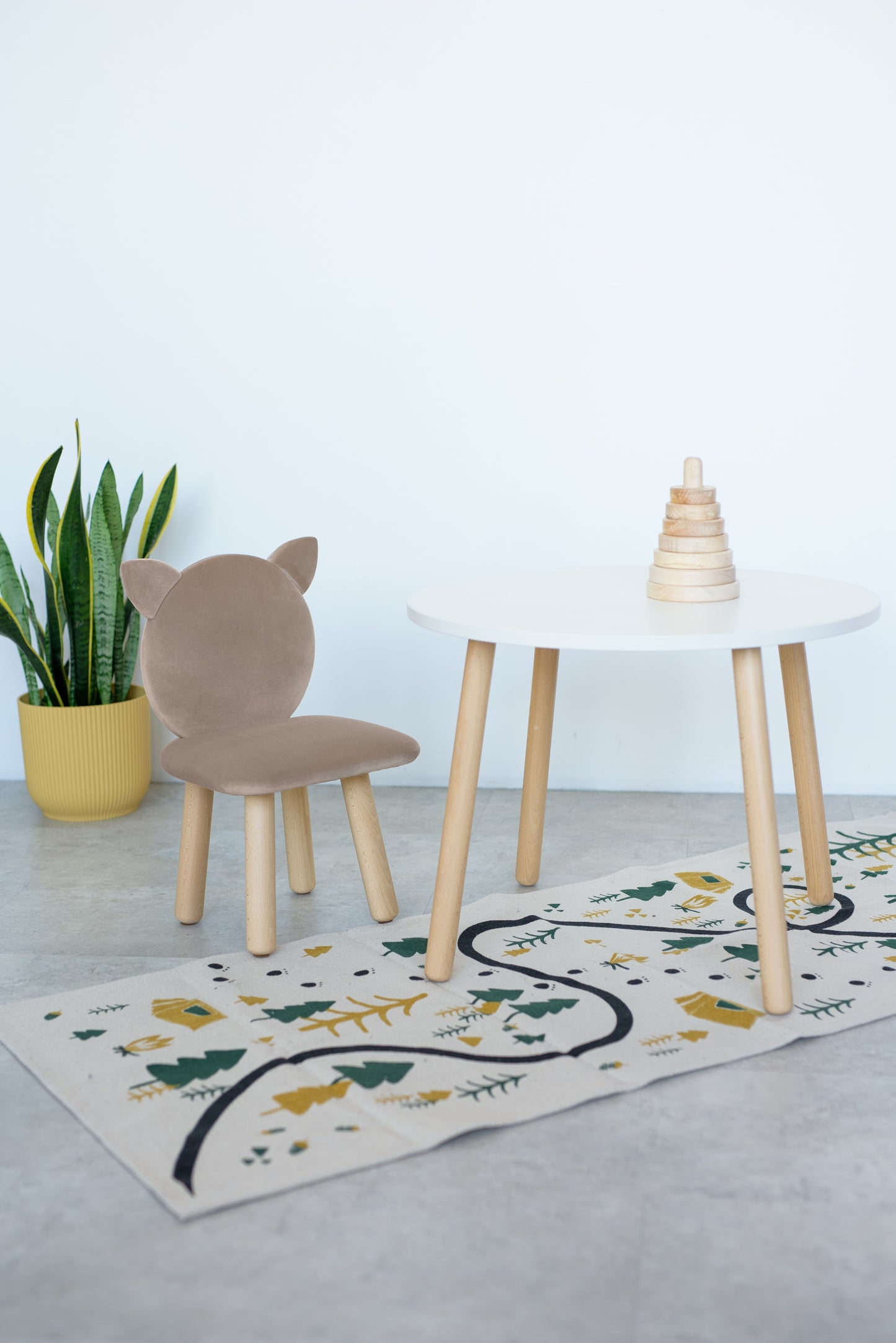 Furniture set: table without drawer and chair Cat, 2-4 years old, 90-105 cm, Latte