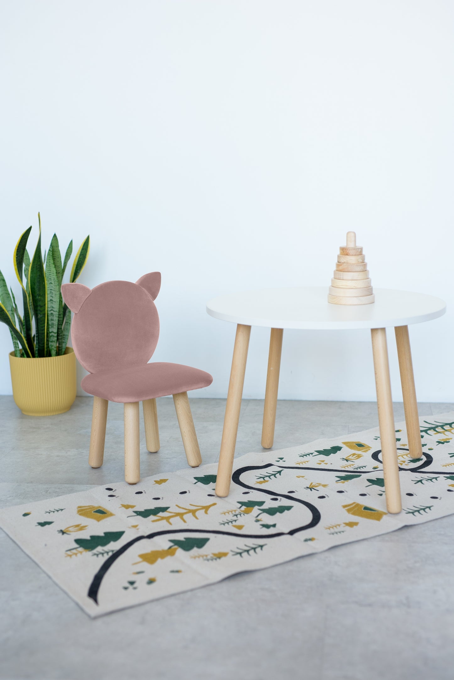 Furniture set: table without drawer and chair Cat, 5-7 years old, 115-125 cm, Powdered