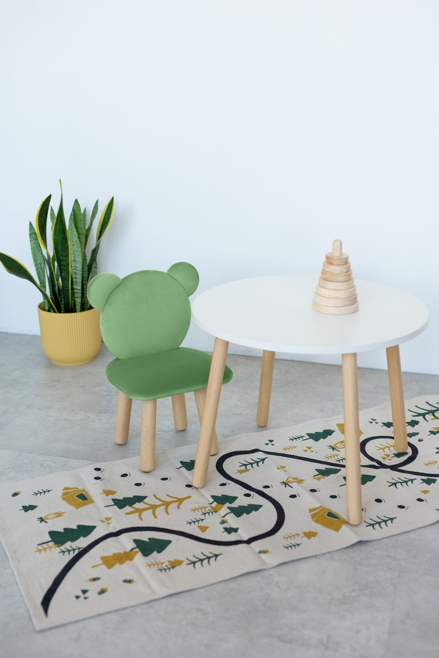 Furniture set: table without drawer and chair Bear, 3-5 years old, 105-115 cm, Green