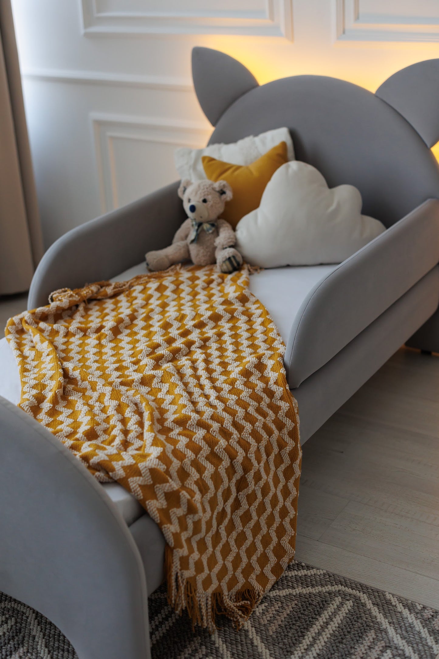 Children's bed Cat with lighting, size 90x200 cm, Smoky Gray
