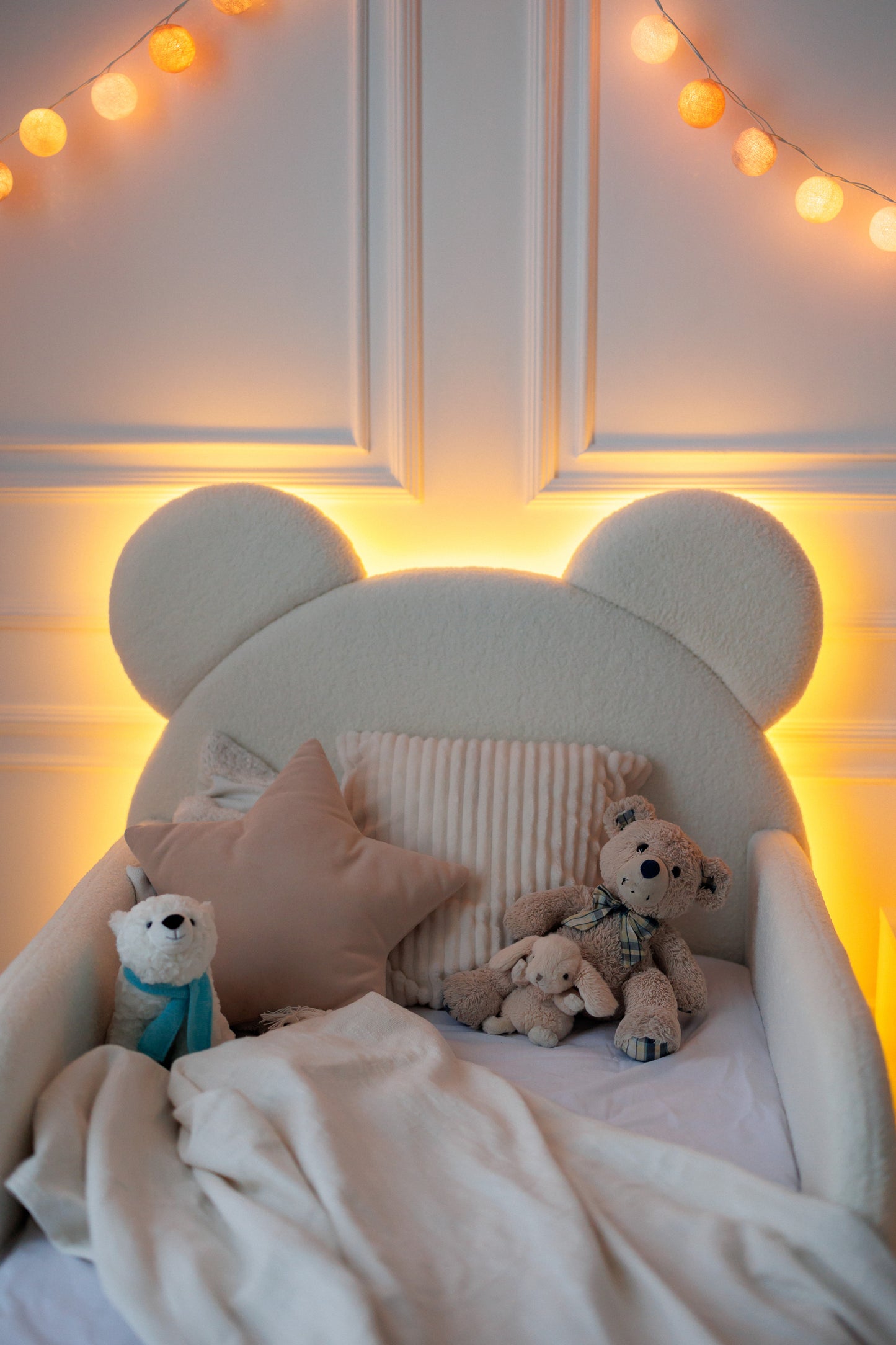 Children's bed Bear with lighting, size 90x190 cm, Bukle Milk