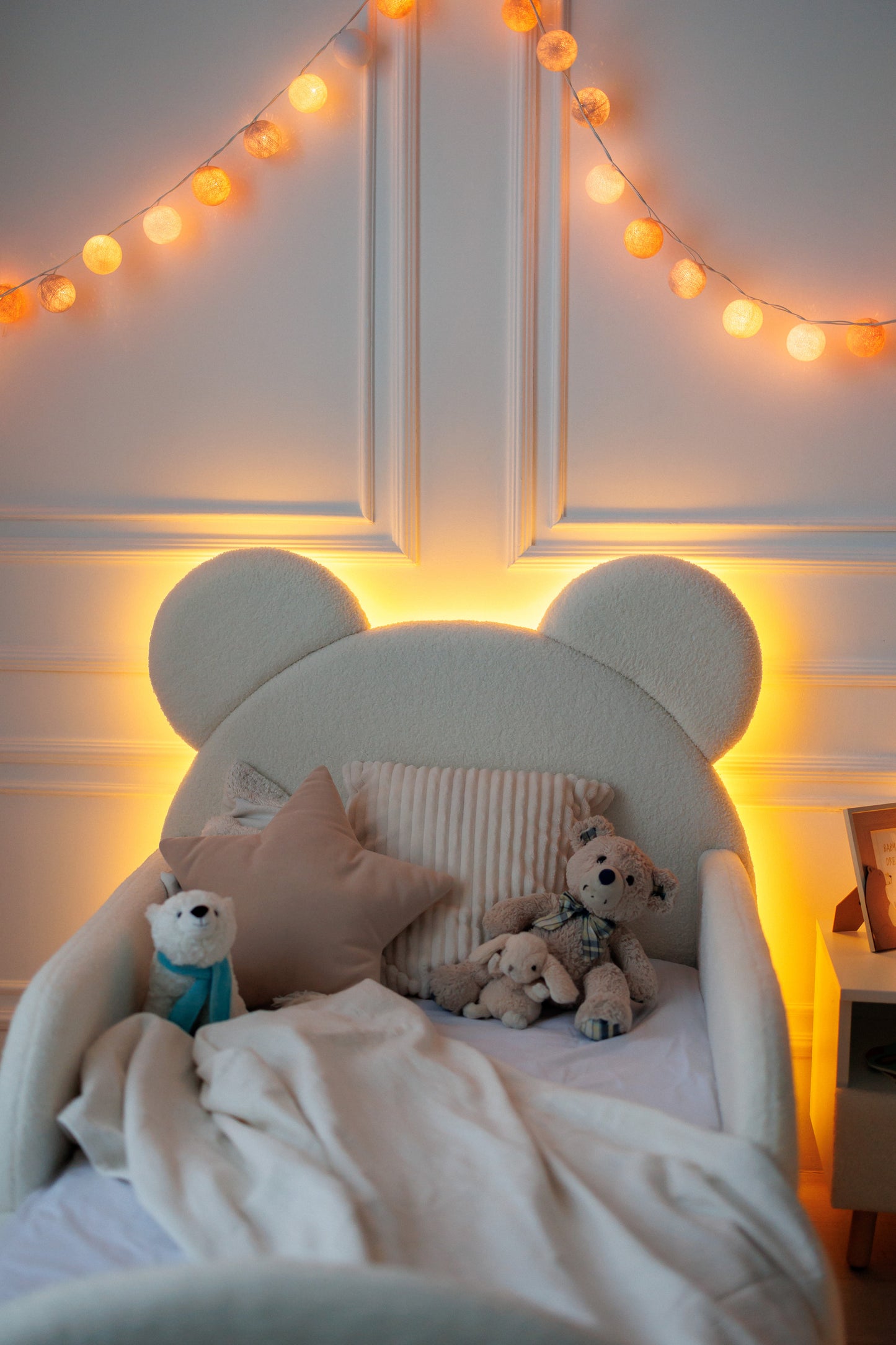 Children's bed Bear with lighting, size 90x190 cm, Bukle Milk