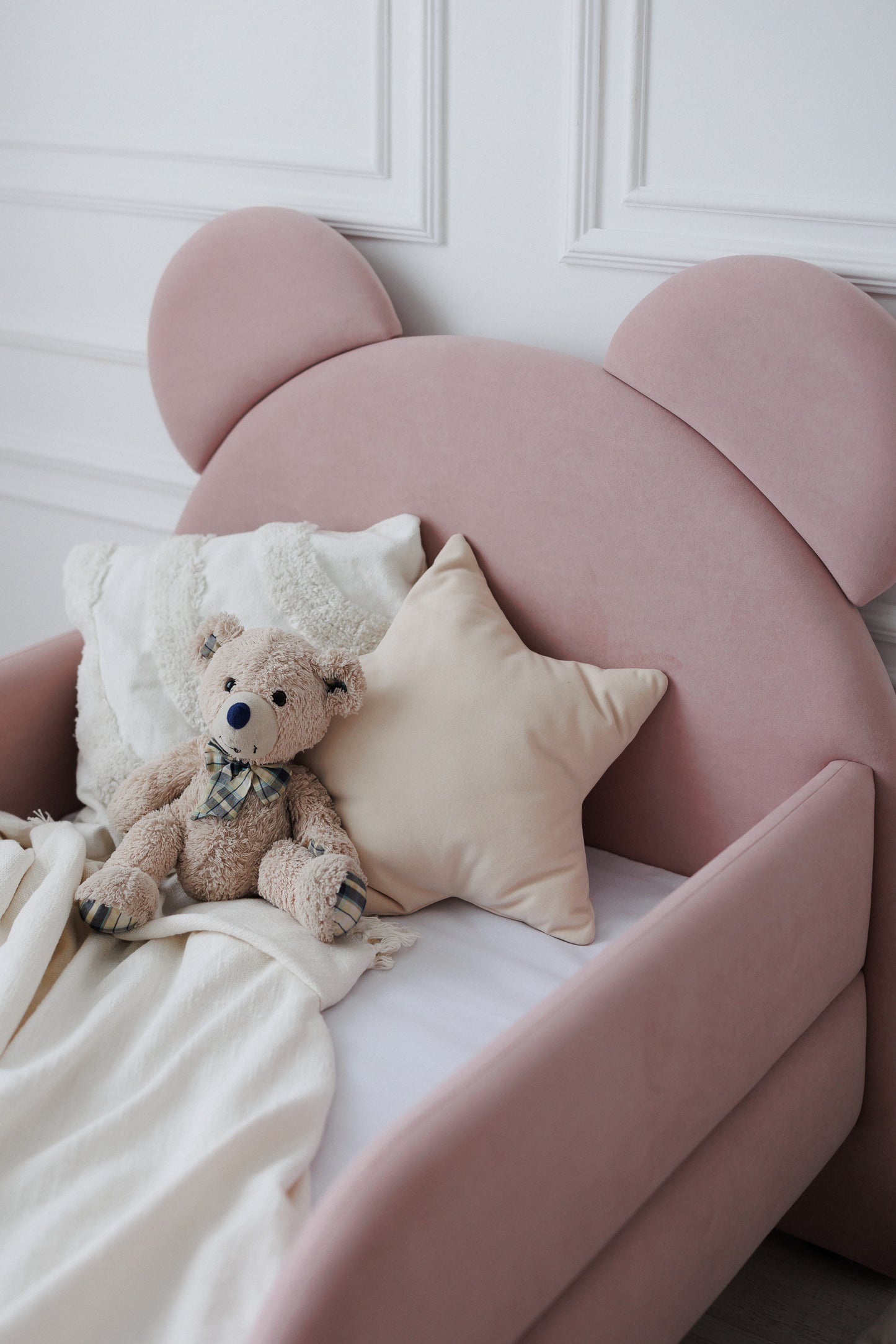 Children's bed Bear, size 80x160 cm, Soft Pink
