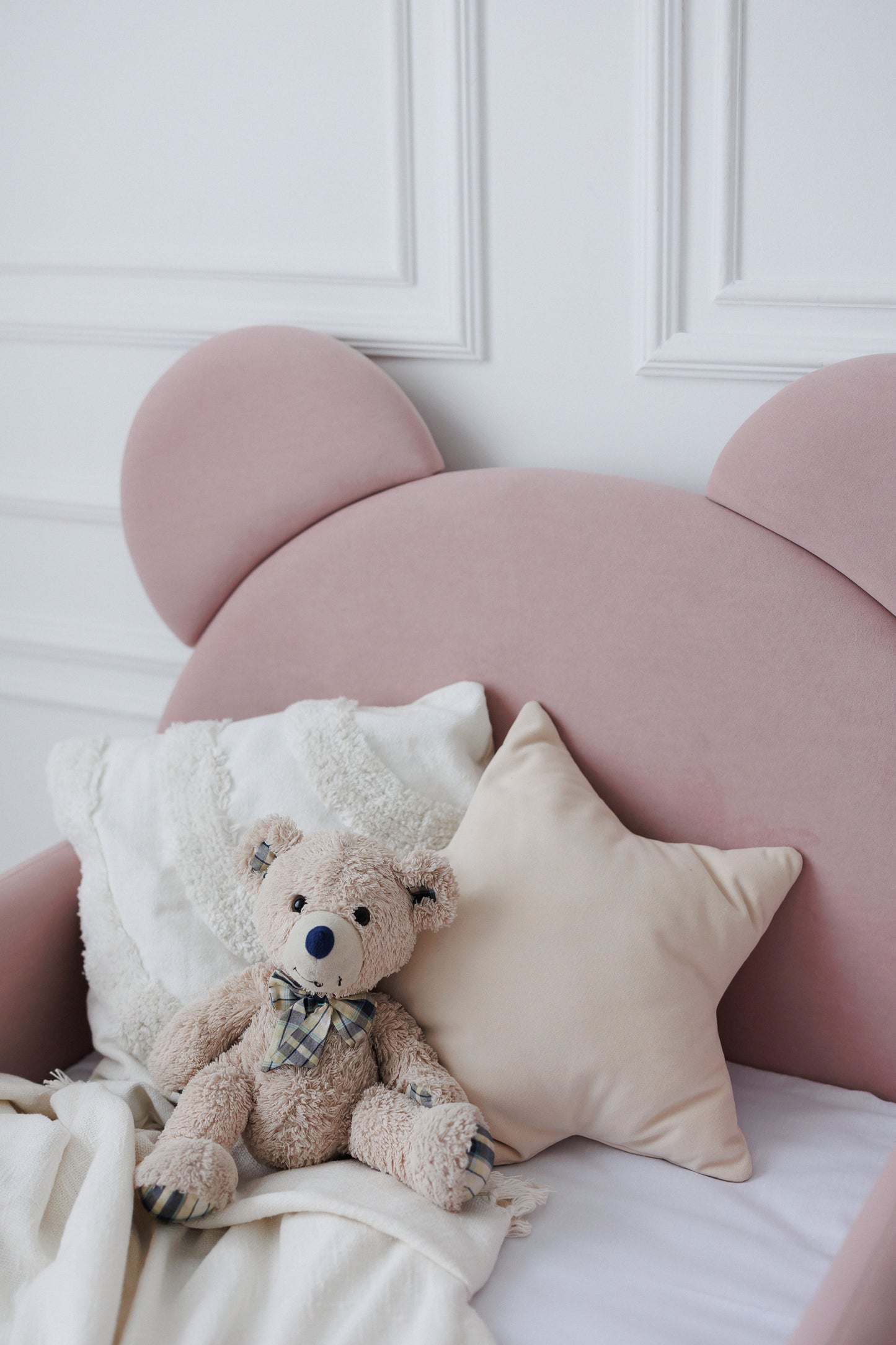 Children's bed Bear, size 80x200 cm, Soft Pink