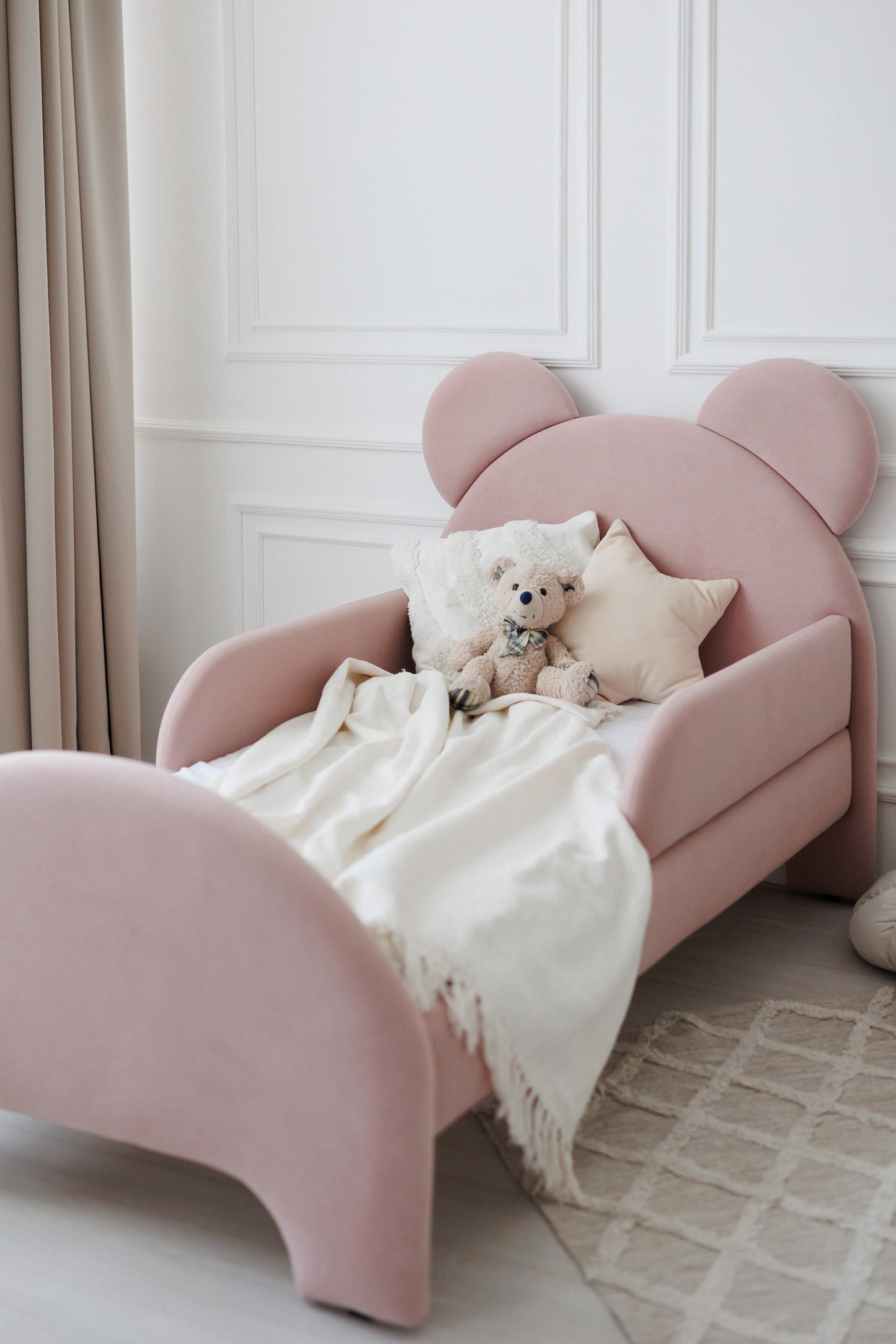 Children's bed Bear, size 90x200 cm, Soft Pink