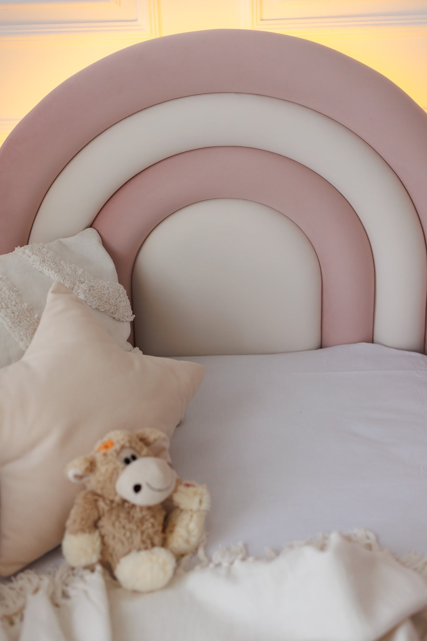 Children's bed Rainbow with lighting, size 90x200 cm, Peach and Milk