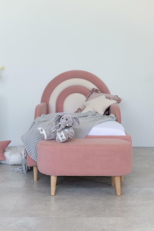 Łóżko dziecięce Rainbow, wymiary 90x190 cm, Różowy; Mleczny