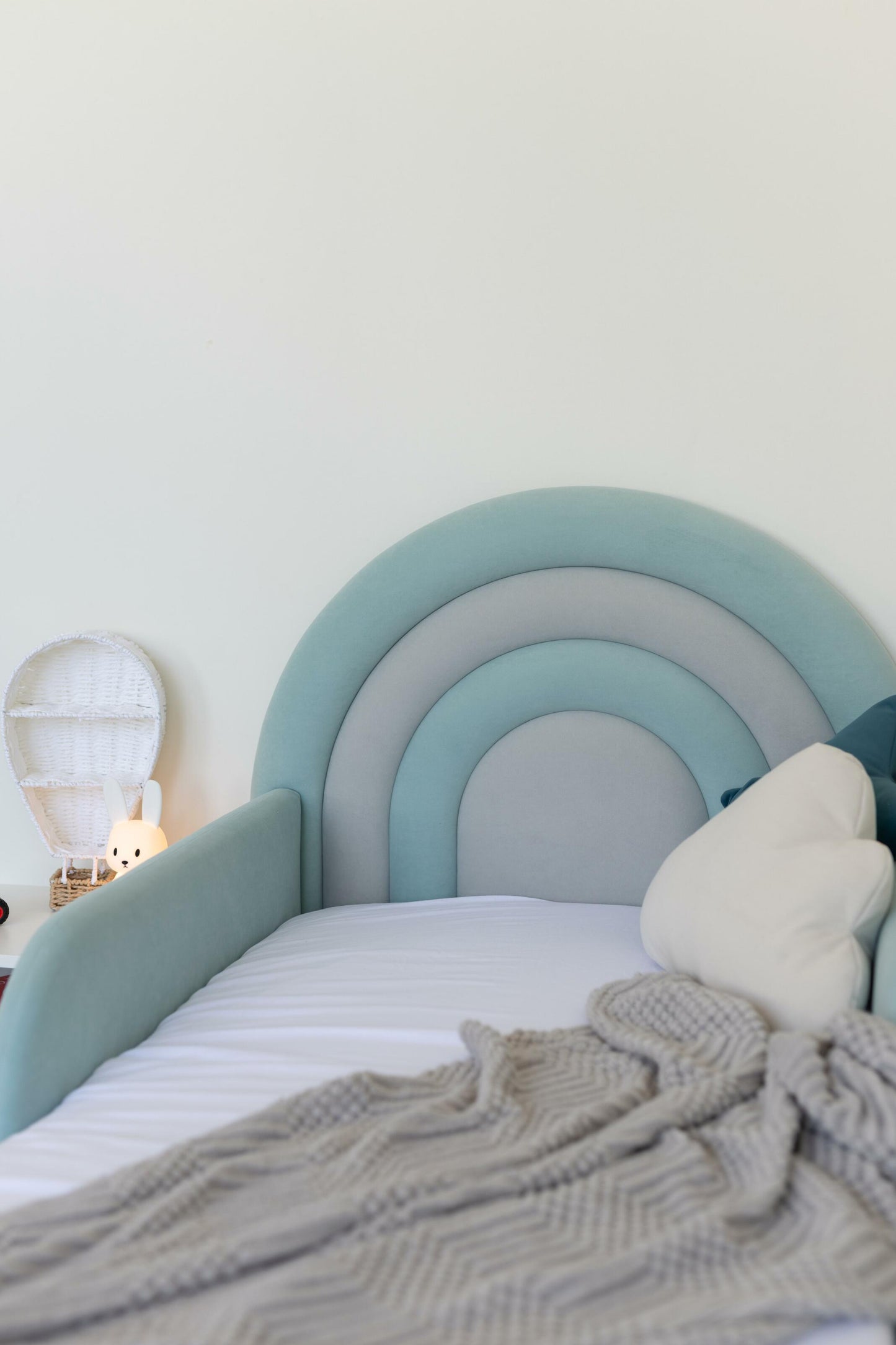 Children's bed Rainbow, size 80x190 cm, Bright blue; Gray