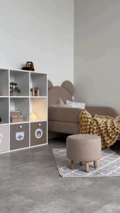 Velour pouf for children and adults, Bukle Beige