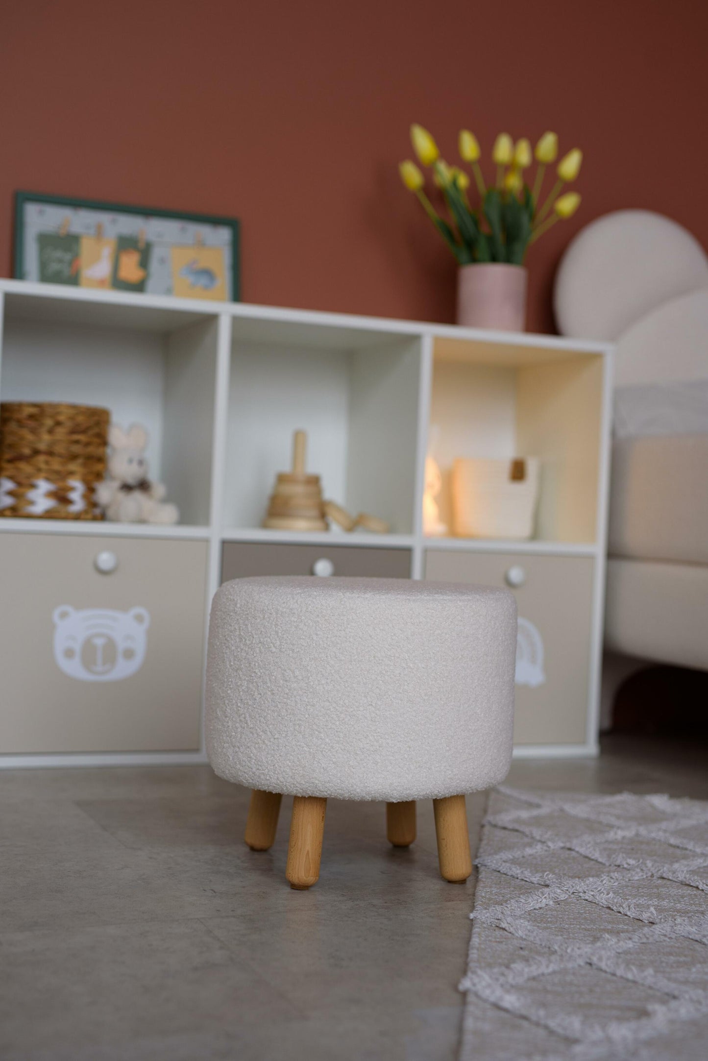 Velour pouf for children and adults, Bukle Milk