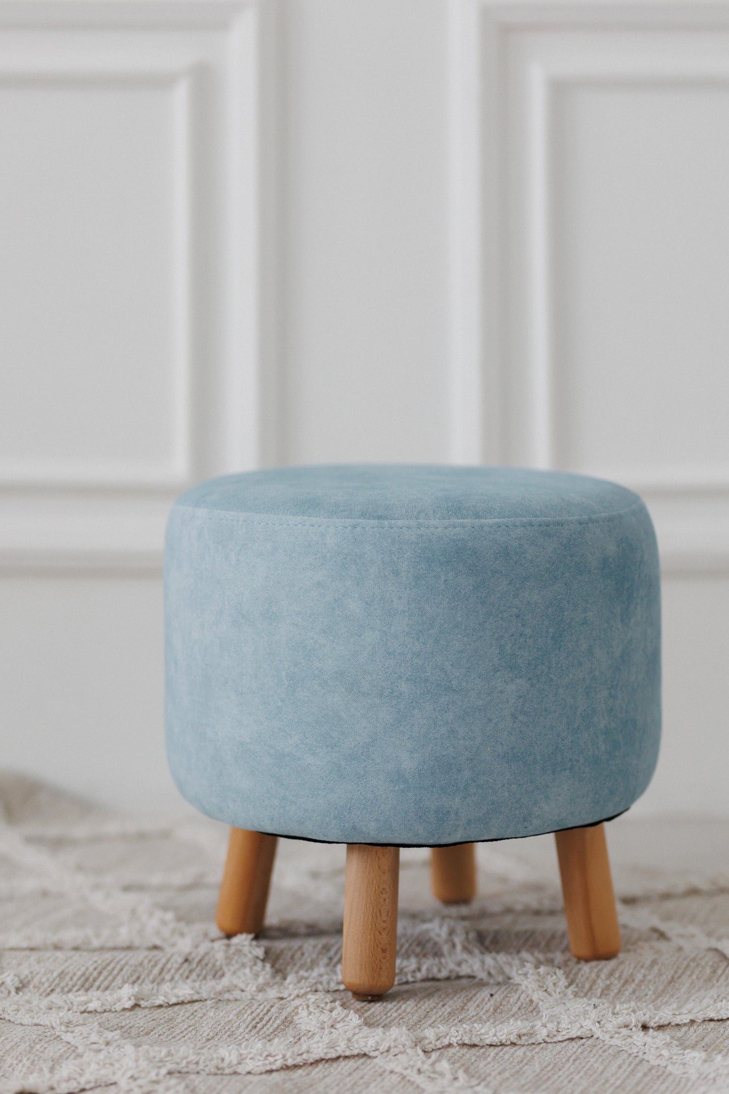 Velour pouf for children and adults, Sky blue