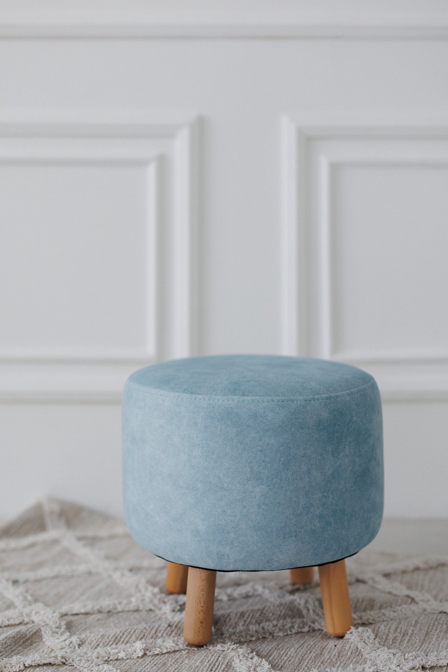 Velour pouf for children and adults, Sky blue
