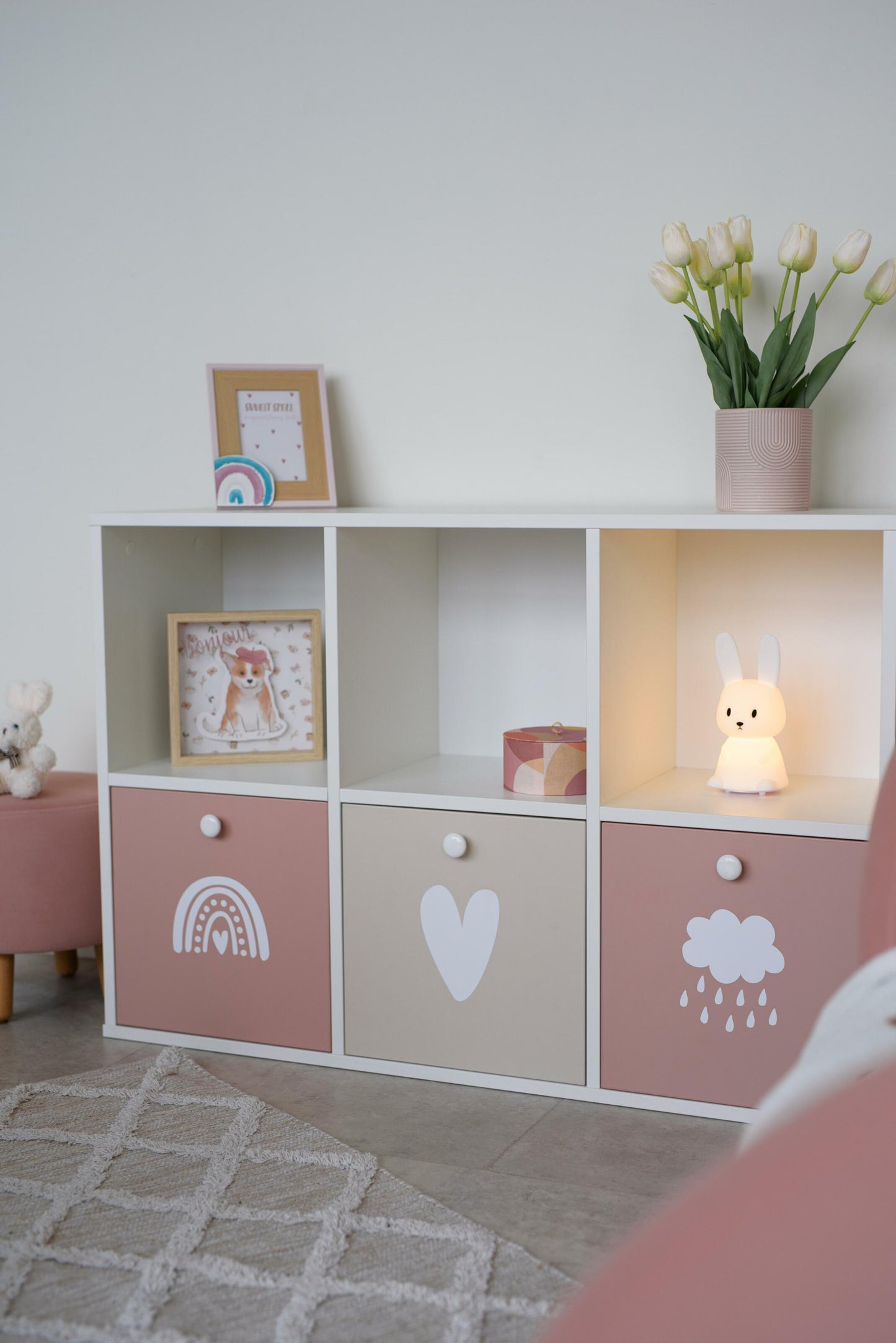 Children's rack 6-compartment / 3-drawer, Pink