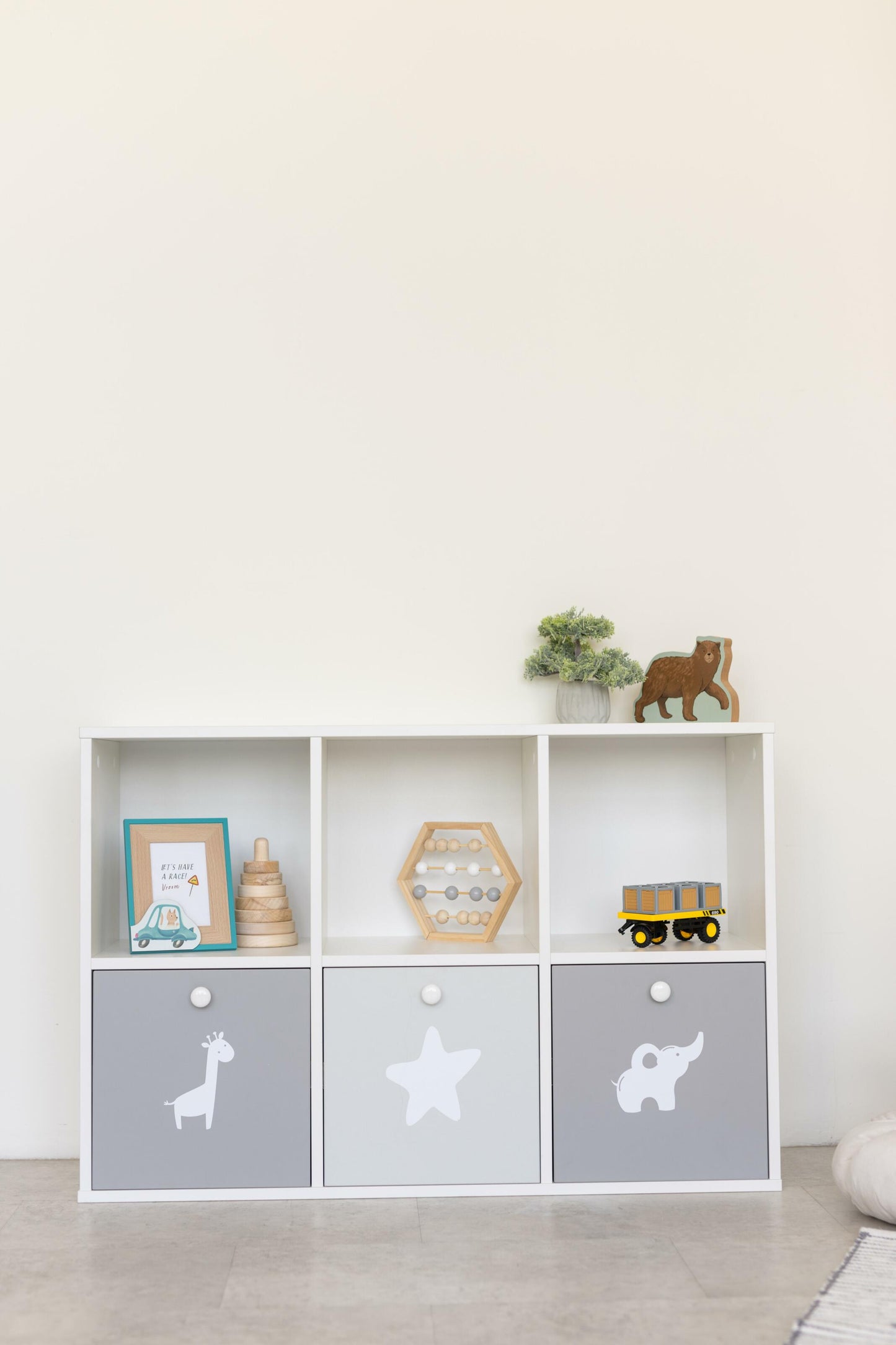 Children's rack 6-compartment / 3-drawer, Gray