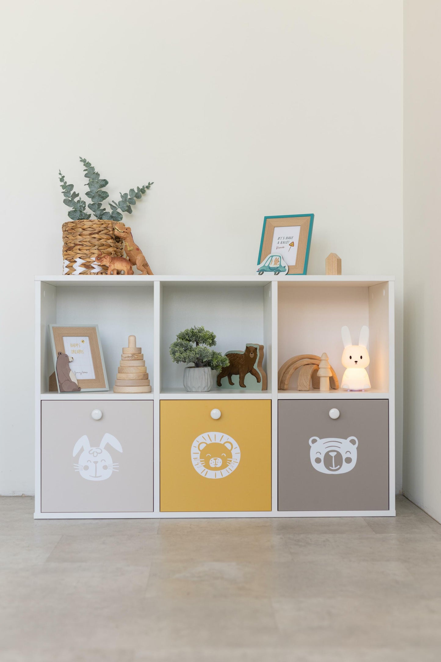 Children's rack 6-compartment / 3-drawer, Yellow