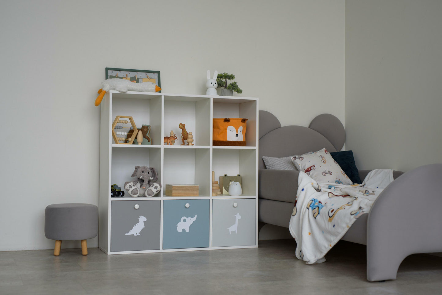 Children's rack 9-compartment / 3-drawer , Cyan