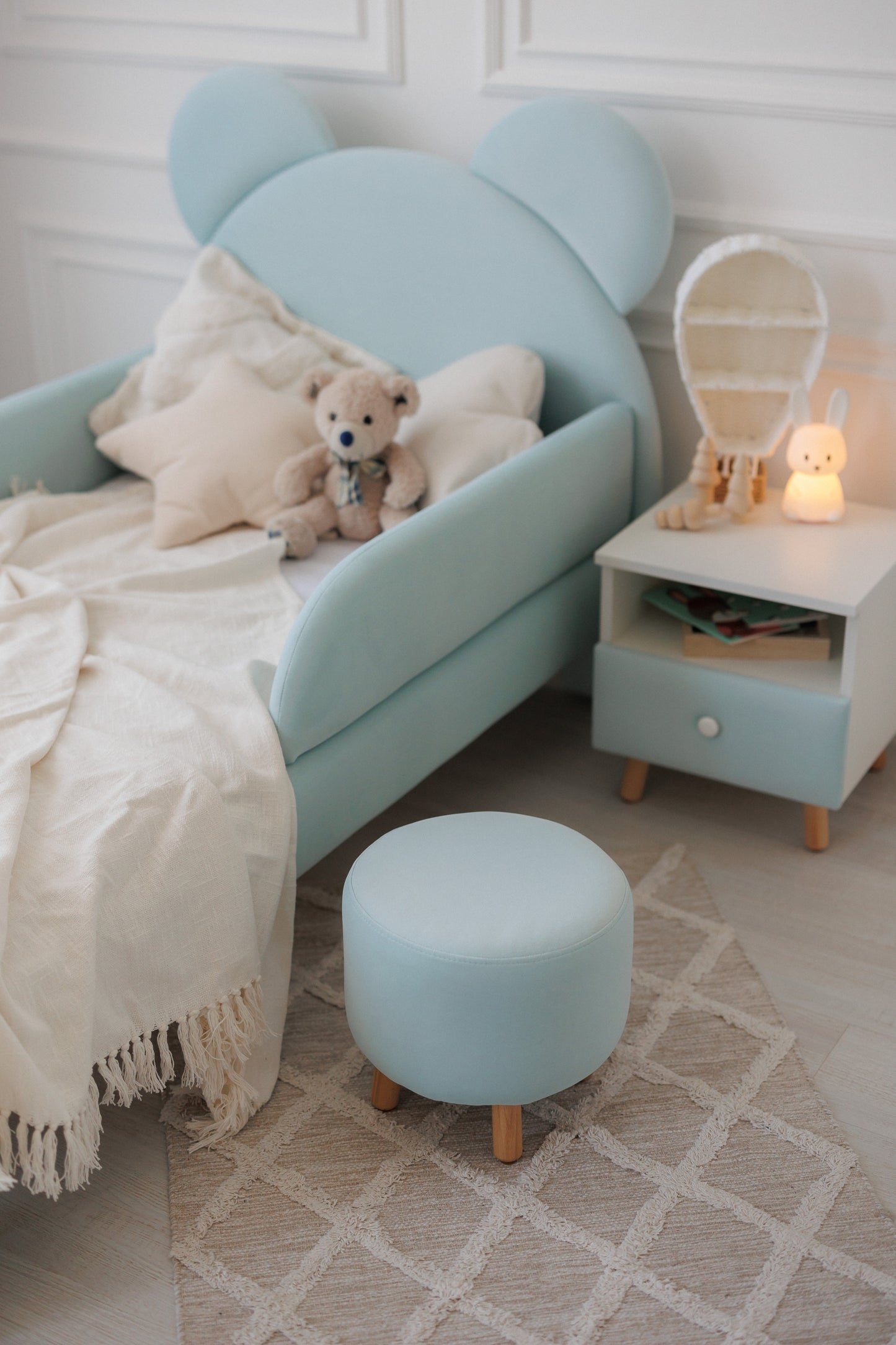 Children's bedside table with a drawer, Aquamarine