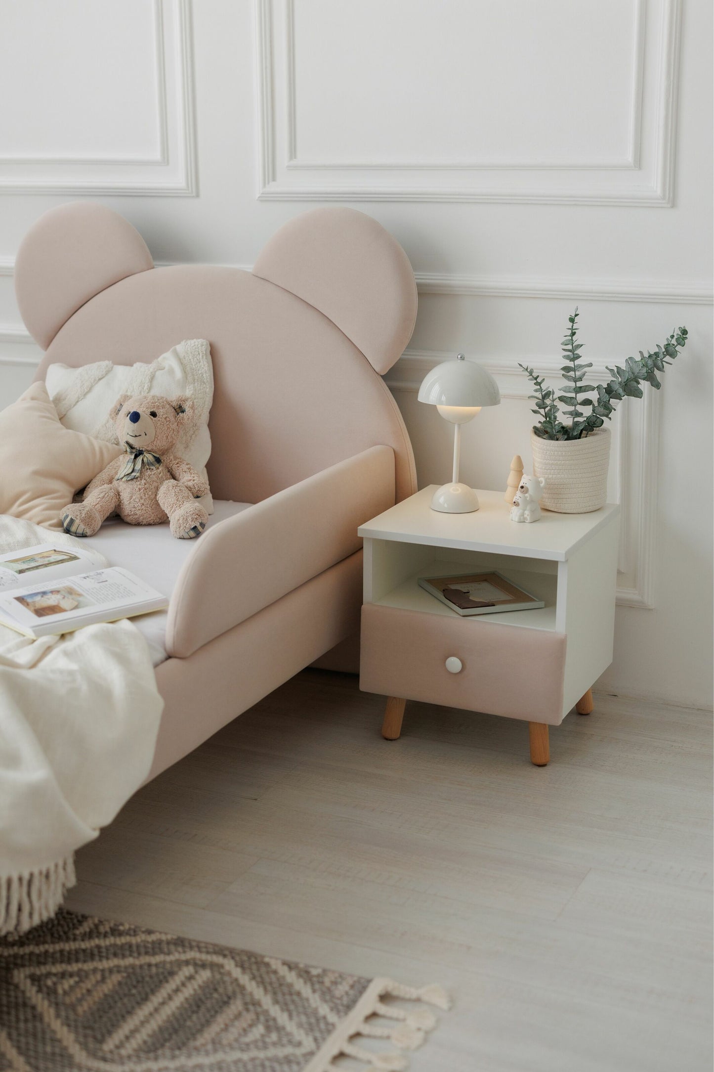 Children's bedside table with a drawer, Nude