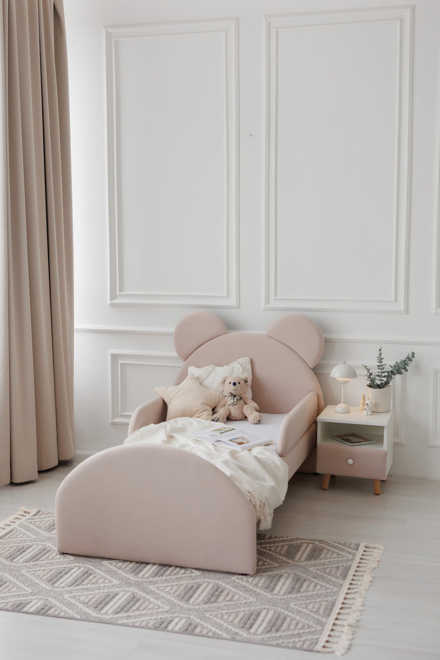 Children's bedside table with a drawer, Nude