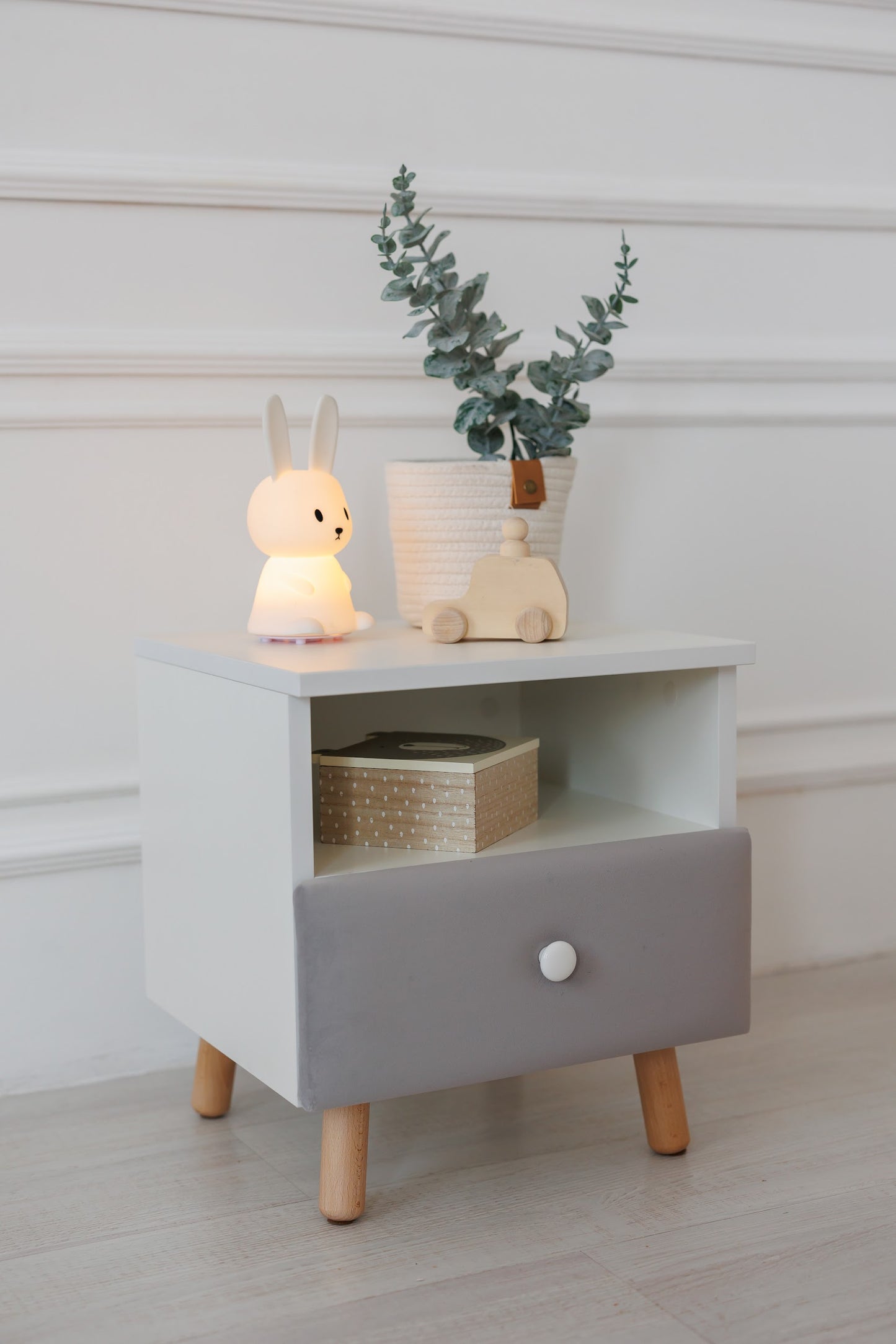 Children's bedside table with a drawer, Smoky Gray