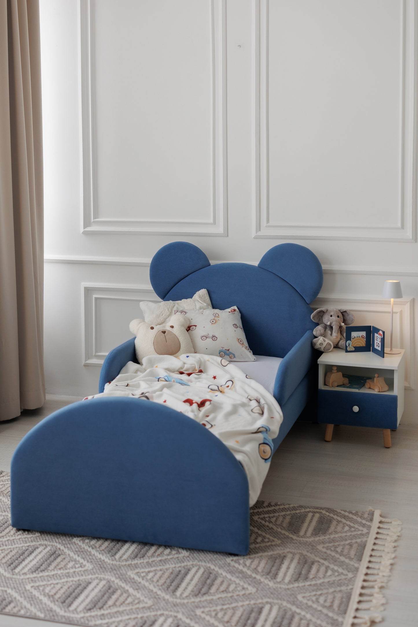 Children's bedside table with a drawer, Denim Blue