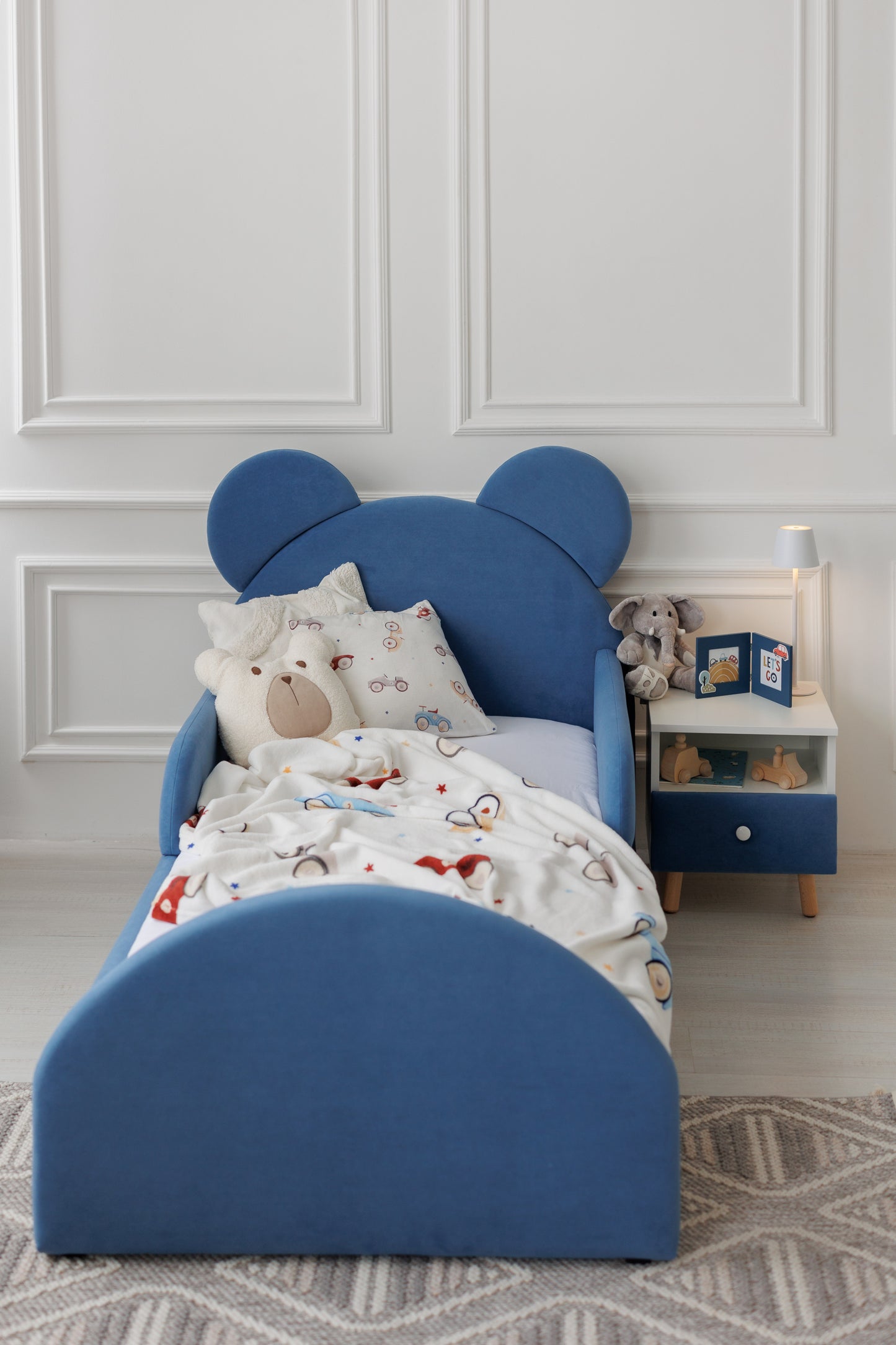 Children's bedside table with a drawer, Denim Blue