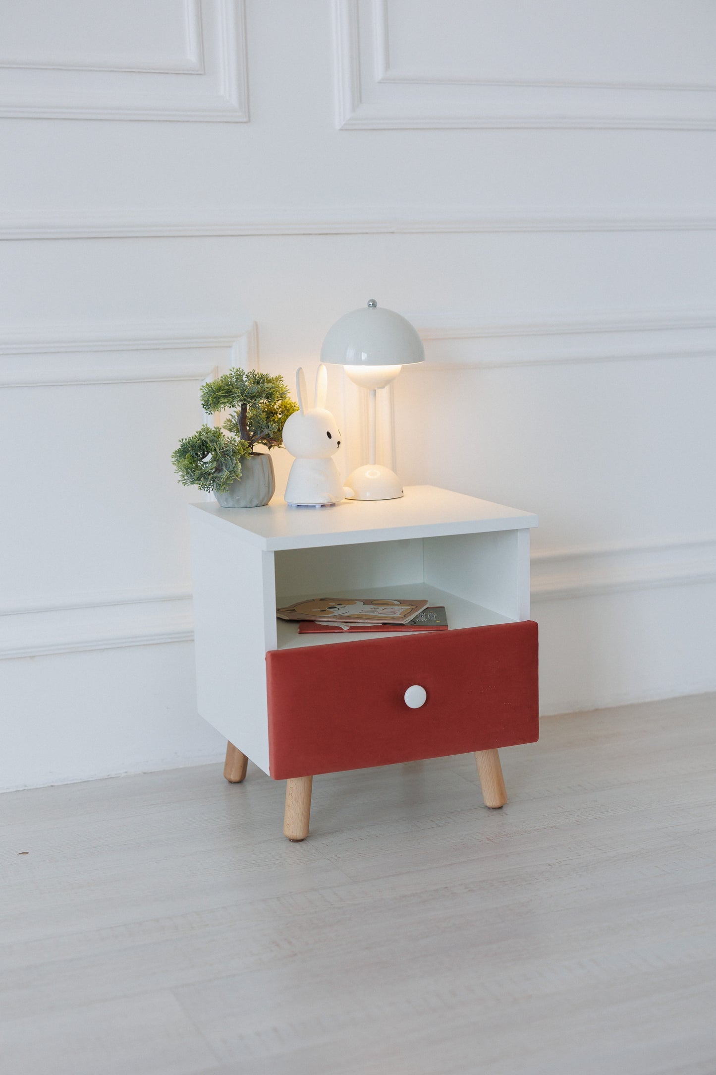 Children's bedside table with a drawer, Terracotta