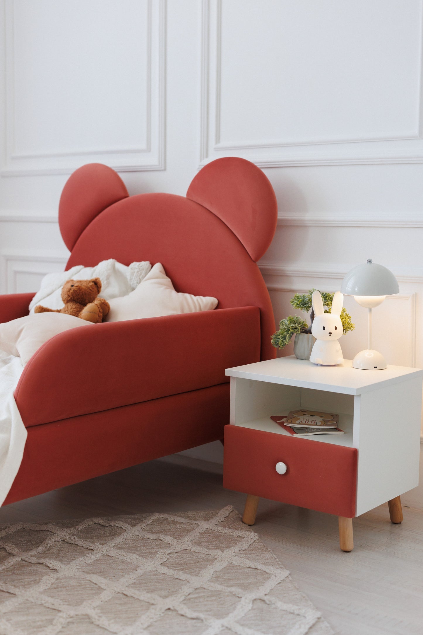 Children's bedside table with a drawer, Terracotta