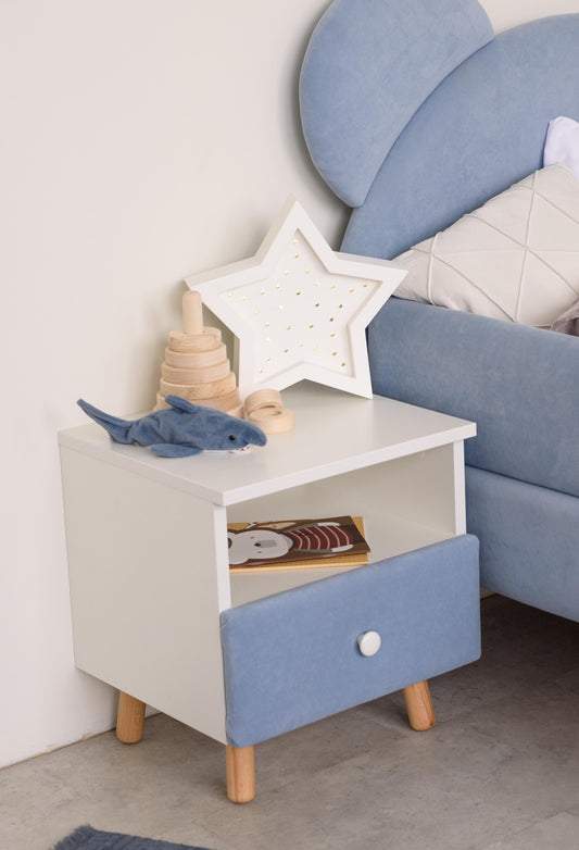 Children's bedside table with a drawer, Cyan