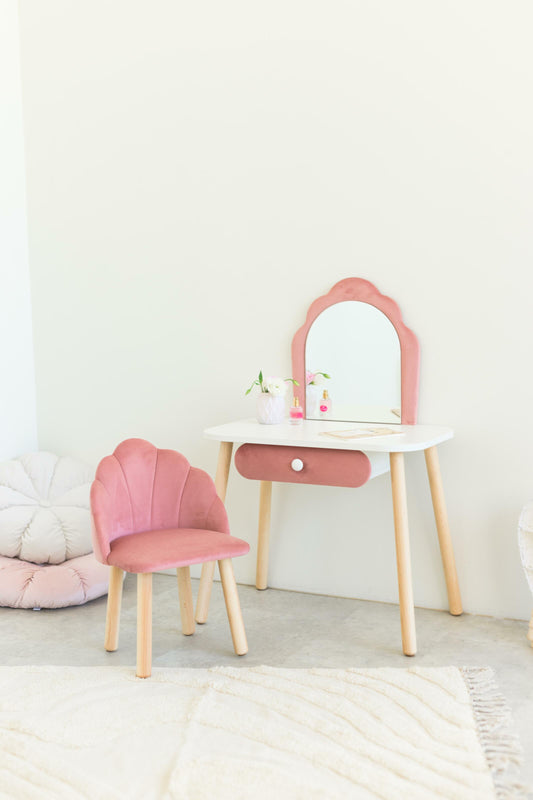 Furniture set: children's dressing table Ariel and armchair Seashell, 5-7 years old, 115-125 cm, Pink