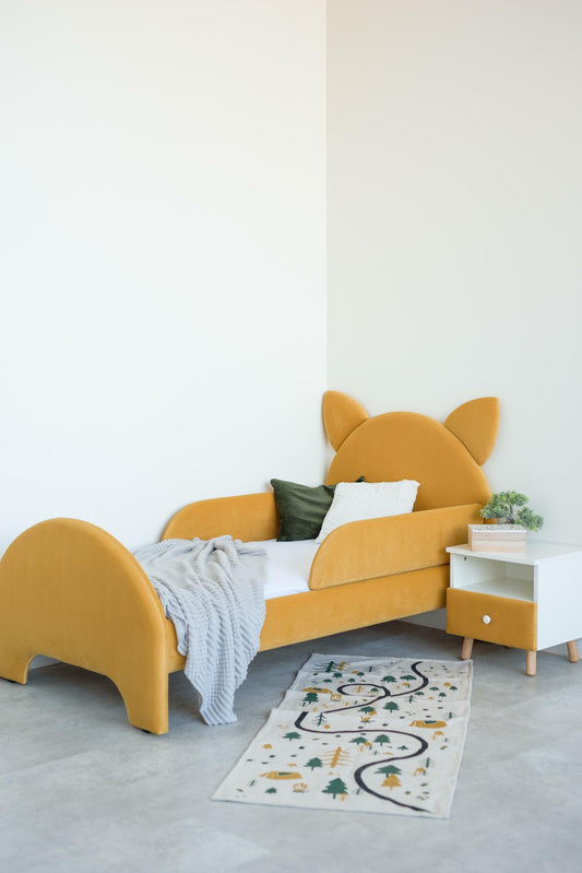 Children's bed Cat, size 80x200 cm, Mustard