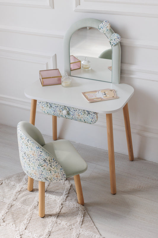 Furniture set: children's dressing table Mavka with a bow and armchair Mavka, 5-7 years old, 115-125 cm, Mint