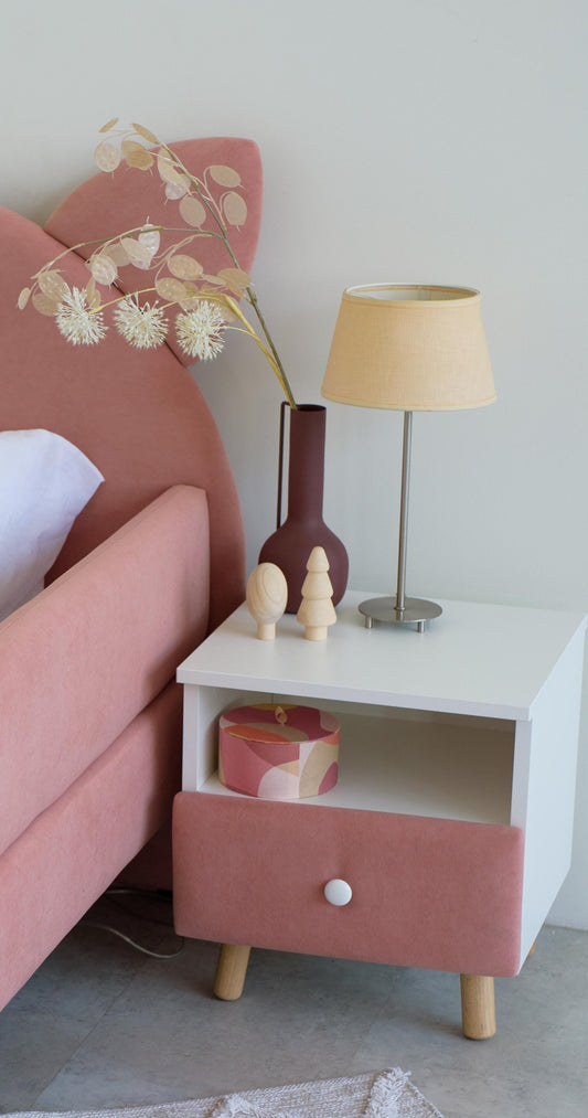 Children's bedside table with a drawer, Pink