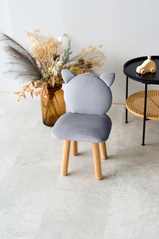 Children's soft chair Cat, 5-7 years old, 115-125 cm, Gray