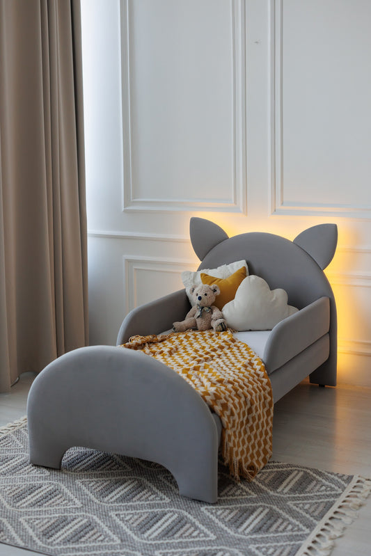 Children's bed Cat with lighting, size 80x160 cm, Smoky Gray