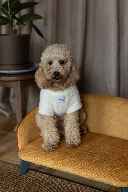 Sofa voor hond en kat, maat L, Honingmosterd met structuur, cognac bies, witte poten — aanzicht 6
