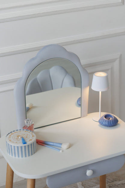 Meubelset: kinderkaptafel Ariel en fauteuil Schelp, 2-4 jaar, 90-105 cm, Zachtblauw — aanzicht 2