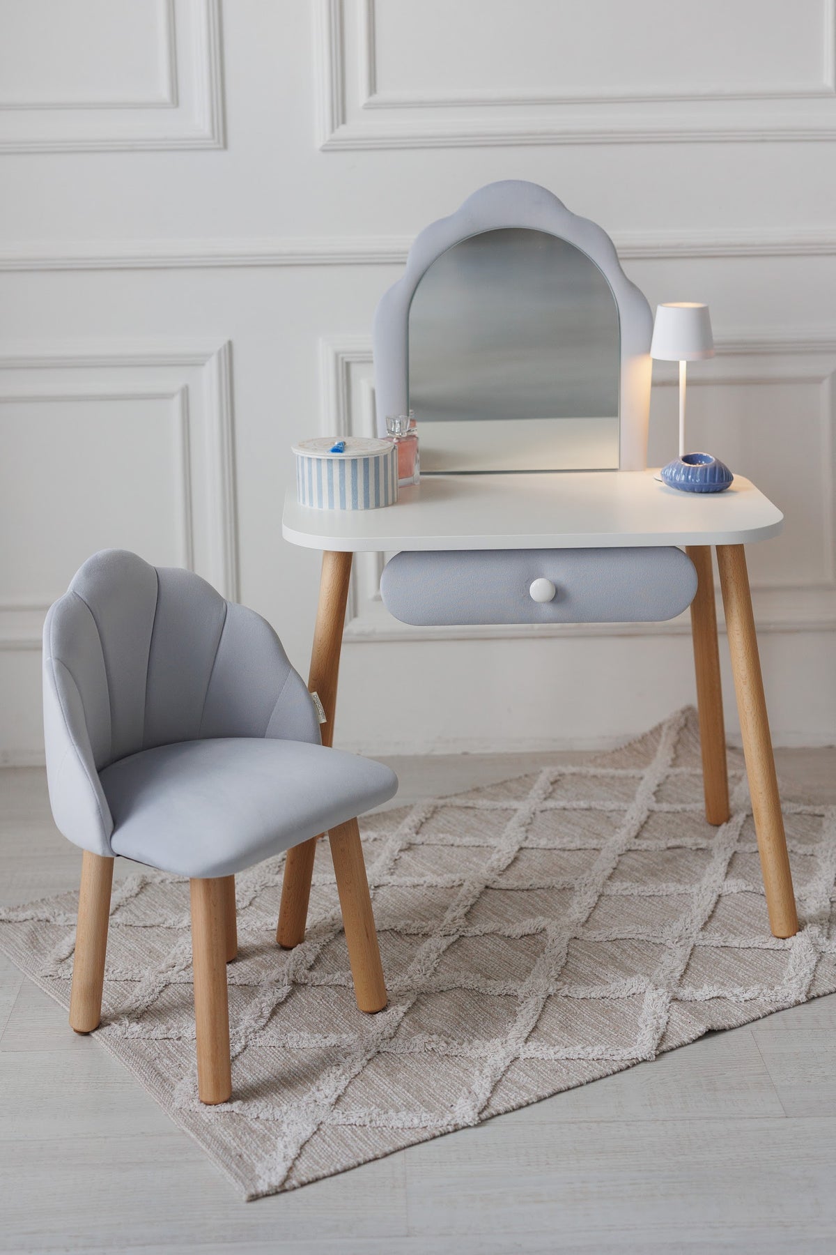 Meubelset: kinderkaptafel Ariel en fauteuil Schelp, 2-4 jaar, 90-105 cm, Zachtblauw — aanzicht 7