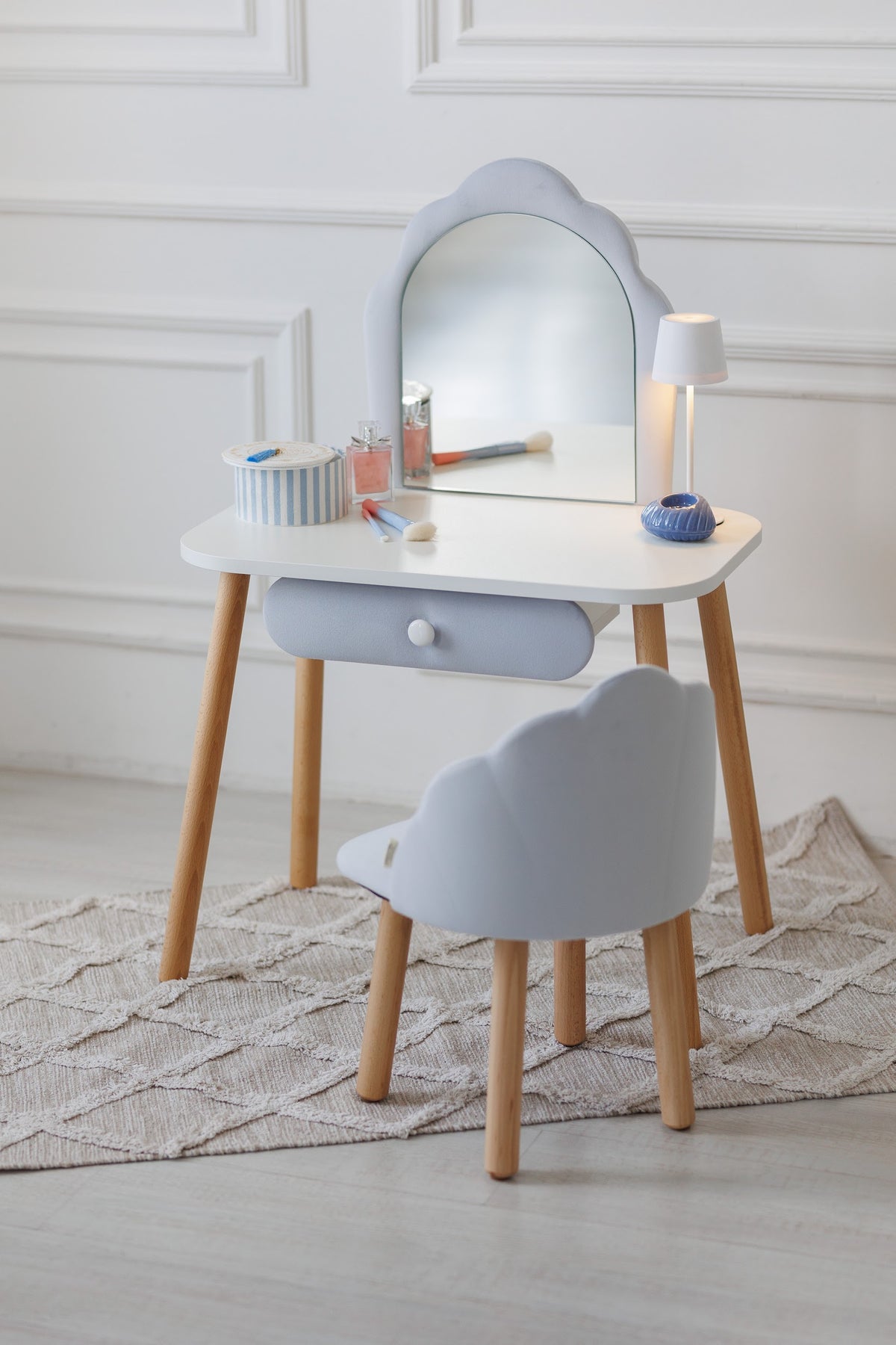 Meubelset: kinderkaptafel Ariel en fauteuil Schelp, 2-4 jaar, 90-105 cm, Zachtblauw — aanzicht 15