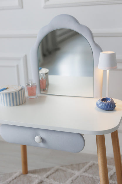 Meubelset: kinderkaptafel Ariel en fauteuil Schelp, 2-4 jaar, 90-105 cm, Zachtblauw — aanzicht 9
