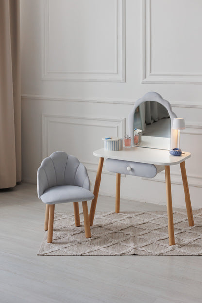 Meubelset: kinderkaptafel Ariel en fauteuil Schelp, 3-5 jaar, 105-115 cm, Zachtblauw — aanzicht 8