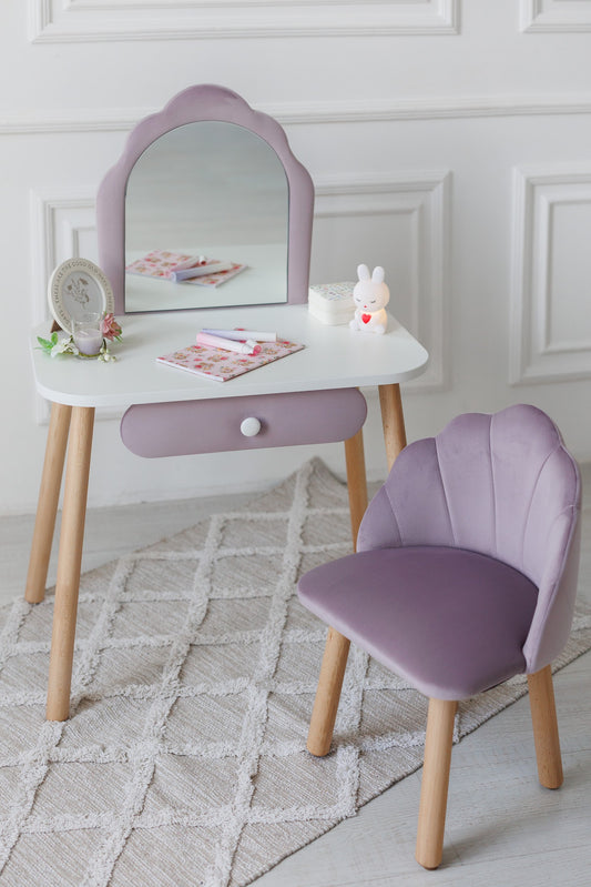 Meubelset: kinderkaptafel Ariel en fauteuil Schelp, 5-7 jaar, 115-125 cm, Lila
