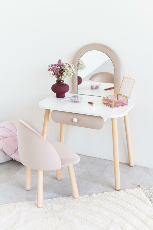 Furniture set: children's dressing table without bow and armchair, 3-5 years old, 105-115 cm, Latte