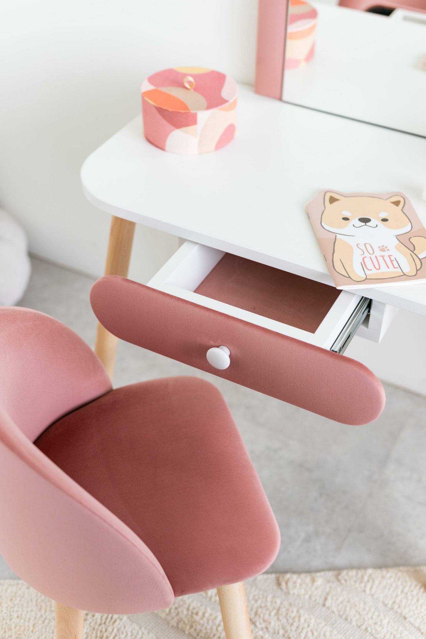 Furniture set: children's dressing table without bow and armchair, 3-5 years old, 105-115 cm, Pink